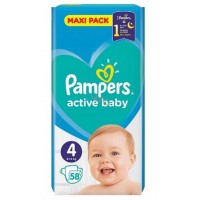 PAMPERS Подгузники Active Baby-Dry 4 Maxi (9-14 кг) 58шт.