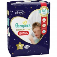 Подгузники-трусики детские Pampers Premium Care 6  ночные(15+кг) 18шт.